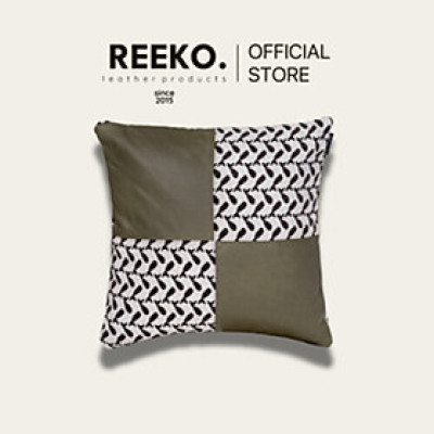 Gối sofa tựa lưng hình vuông cao cấp, kết hợp da bò thật và vải DVQ6005C | REEKO