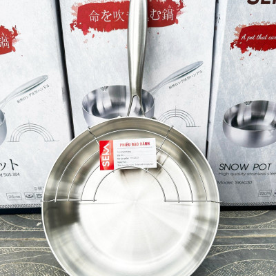 Chảo Tuyết Nguyên Khối SEKA, Chảo Inox Nguyên Khối Chống Dính, Đáy Từ 22, 24, 26cm Dùng Được Mọi Loại Bếp - Hàng Chính Hãng