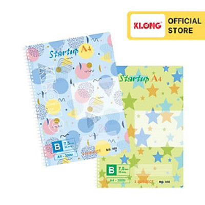 Sổ kẻ ngang lò xo đơn KLONG A4 300 trang 70/76; MS: 958