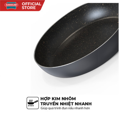 Chảo trơn vân đá Sunhouse CT Plus - Phủ sơn chống dính, dễ dàng làm sạch