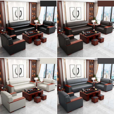 Bộ sofa da văn phòng cao cấp Juno Sofa kèm ghế đơn HVPCT-04