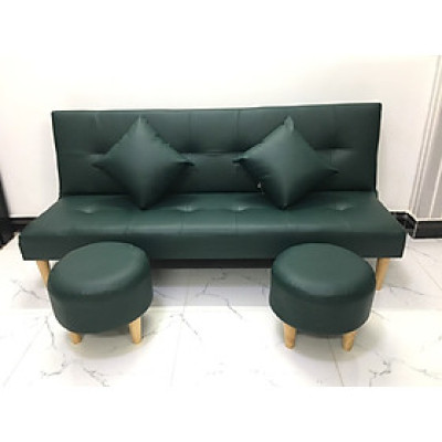 Sofa bed, sofa giường màu xanh lục và 2 đôn tròn SB15