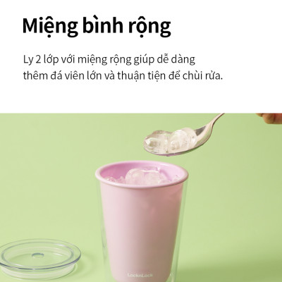 Ly nhựa 2 lớp LocknLock Bubble Tea Cold Cup màu tím HAP529VOL 720ml, Hàng chính hãng, kèm ống hút trân châu - JoyMall