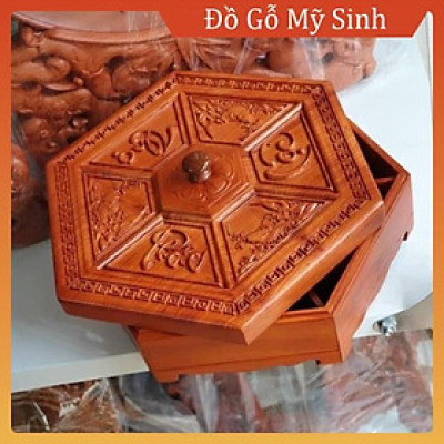 Khay Đựng Bánh Kẹo, Khay Đựng Mứt Tết Phúc Lộc Thọ Bằng Gỗ Hương Cao Cấp, Sang Trọng 
