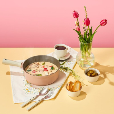 Chảo nhôm Lock&Lock chống dính Suit IH 22cm CSU1225PIK - Hàng chính hãng, dùng được bếp từ, tay cầm êm, dẫn nhiệt nhanh - JoyMall