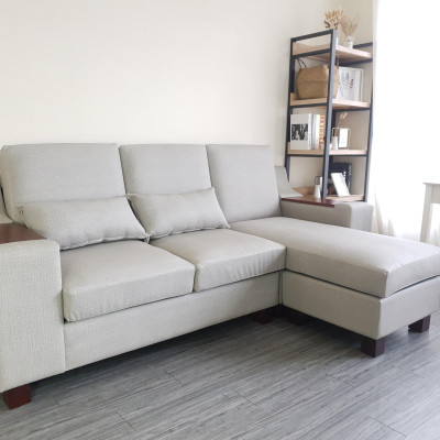 Sofa bed góc L Juno sofa màu xám, kem, xanh dương