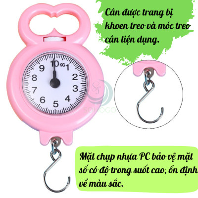 Cân Treo Mini Đa Năng 10kg Cân Lò Xo Mini Dạng Móc- Cân Treo Tay Tiện Lợi Du Lịch- Cân Mini Móc Treo Cầm Tay- Cân Treo Nhựa Siêu Nhẹ 10kg