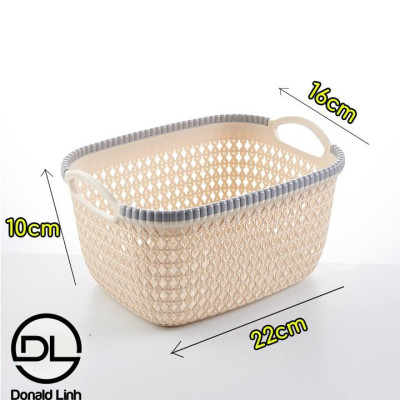 Rổ Nhựa Giả Đan Mây Có Quai Cầm Cỡ Nhỏ 