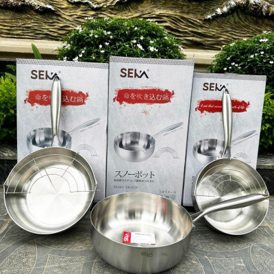 Chảo Tuyết Nguyên Khối SEKA, Chảo Inox Nguyên Khối Chống Dính, Đáy Từ 22, 24, 26cm Dùng Được Mọi Loại Bếp - Hàng Chính Hãng