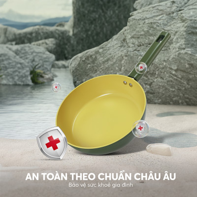 Chảo phủ sứ cao cấp Elmich Olive EL-5965OV nhiều size, Hàng chính hãng, dùng được mọi bếp - JoyMall