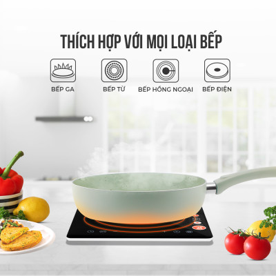 Chảo Chống Dính Vân Đá Elmich EL-4710OL, Hàng Chính Hãng, Dùng Được Trên Mọi Loại Bếp - JoyMall