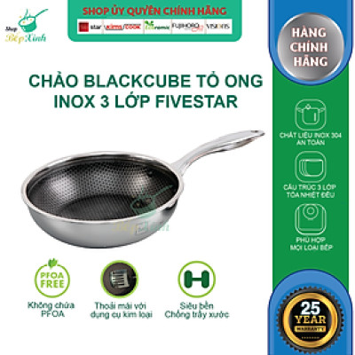 Chảo tổ ong cao cấp Blackcube FIVESTAR 3 lớp đáy liền inox 304 siêu bền , chống trầy xước 22cm / 24cm / 26cm / 28cm