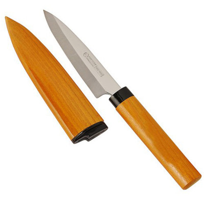 Dao gọt hoa quả KAI có nắp đậy cán gỗ nội địa Nhật Bản