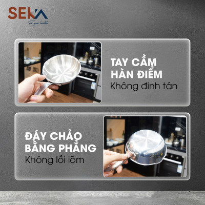 Chảo inox nguyên khối chống dính SEKA dùng cho mọi loại bếp hàng chính hãng