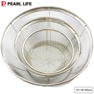 Set 03 chiếc rổ inox không gỉ Lara Shine (Ф15/Ф19/Ф25cm) - Hàng nội địa Nhật Bản