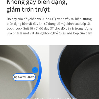 Chảo nhôm Lock&Lock chống dính Suit IH 22cm CSU1225PIK - Hàng chính hãng, dùng được bếp từ, tay cầm êm, dẫn nhiệt nhanh - JoyMall