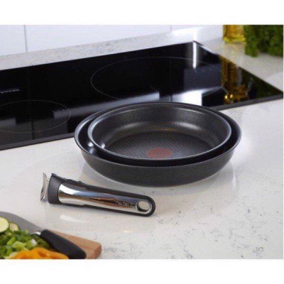 Chảo Chống Dính Cao Cấp TEFAL L65092 Ingenio Expertise 24 & 28 cm, Chống Dính Tetanium, Tay Cầm Tháo Rời, , Hàng Nhập Khẩu