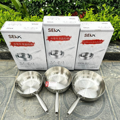 Chảo Tuyết Nguyên Khối SEKA, Chảo Inox Nguyên Khối Chống Dính, Đáy Từ 22, 24, 26cm Dùng Được Mọi Loại Bếp - Hàng Chính Hãng