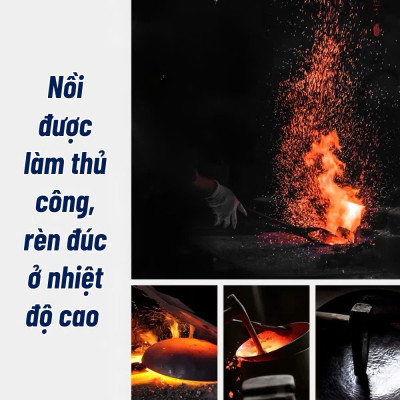 Chảo Sắt Lòng Sâu Chống Dính Phù Hợp Với Loại Bếp, Tay Cầm Cách Nhiệt Chống Bỏng, Chảo Nấu Ăn Tiện Lợi - HÀNG CHÍNH HÃNG MINIIN