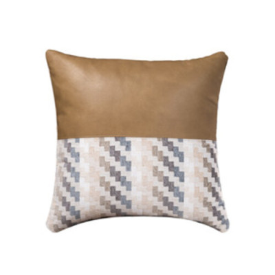 Gối sofa tựa lưng hình vuông cao cấp, kết hợp da bò thật và vải DVH6004Z | REEKO
