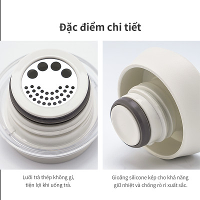 Bình giữ nhiệt LocknLock Feather Light Ring màu hồng LHC4244PIK 460ml - Hàng chính hãng, có khay lưới lọc trà - JoyMall