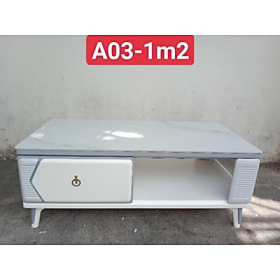 Bàn trà sofa Tundo mặt đá nhập khẩu màu xám trắng