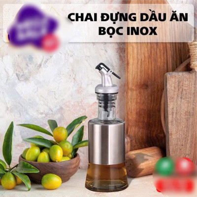 Bình Rót Gia Vị Dầu Ăn, Nước Mắm – Chai Thủy Tinh  200ML Bọc Inox Sang Trọng