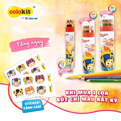Bút chì màu chuyên nghiệp dạng lon 12/24/36 màu Thiên Long Colokit - Tiêu chuẩn châu Âu