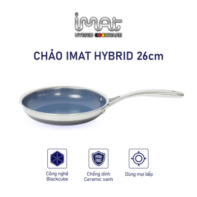 [Hàng chính hãng] Chảo chiên/ rán iMAT Hybrid Blackcube chống dính Ceramic lòng xanh mới size 22cm