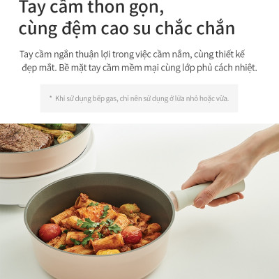 Chảo nhôm Lock&Lock chống dính Suit IH 22cm CSU1225PIK - Hàng chính hãng, dùng được bếp từ, tay cầm êm, dẫn nhiệt nhanh - JoyMall