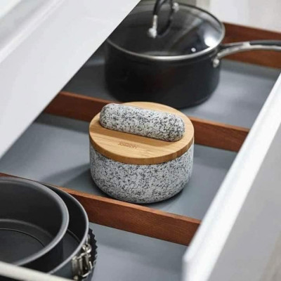 Bộ chày cối Joseph Joseph 20176 Dash Pestle & Mortar with Bamboo Lid - Granite (kèm nắp tre) Hàng chính hãng