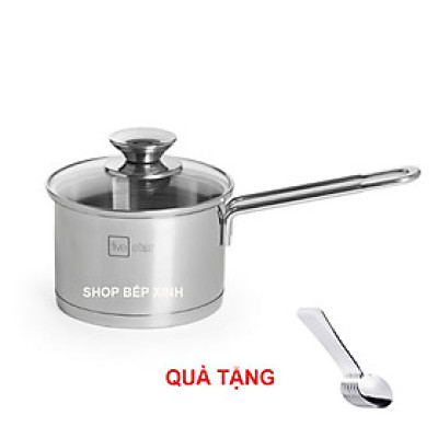 Quánh Nấu Bột Cháo Cho Bé Inox 430 Bếp Từ 3 Đáy Fivestar (12 - 16 cm) Nắp Kính + Tặng 5 Muỗng Ăn Inox