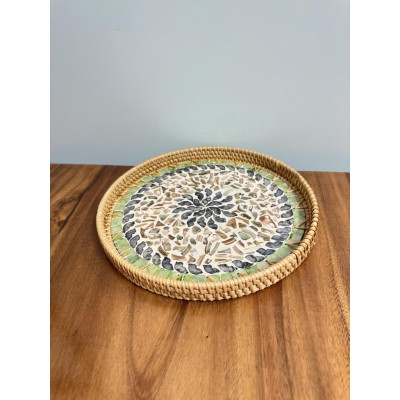 Khay mây khảm trai ONGTRE cao cấp, đựng đồ đa năng - OTK4