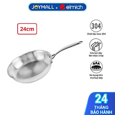 Chảo Nguyên Khối Sâu Lòng Inox 304 Elmich Trimax EL-3846 Nhiều Size,Hàng Chính Hãng, Đáy Từ -JoyMall