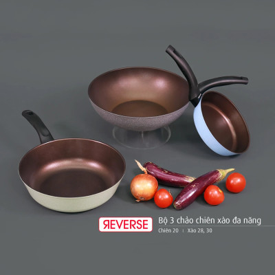 [Hàng chính hãng] Bộ 3 chảo chiên xào đa năng Neoflam Reverse Neoflam (Chiên 20/Xào 28,30)