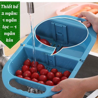 Rổ Rửa Thực Phẩm Kèm Thau Tiện Lợi -Rổ Nhựa Thông Minh Đa Năng Cho Nhà Bếp -Rổ Xả Nước Gập Gọn Cầm Tay -Rổ Rửa Rau Gập Gọn
