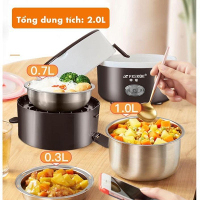 Cặp lồng giữ nhiệt đựng cơm cắm điện bằng inox 3 tầng