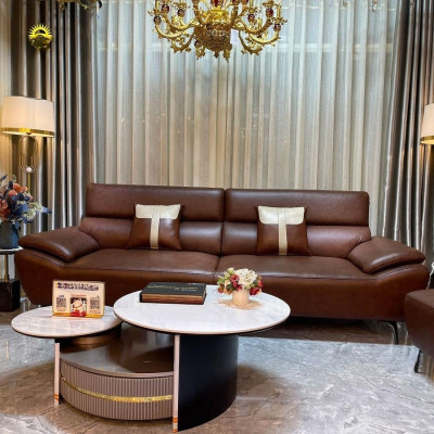 Sofa băng da bò Italy Juno sofa màu nâu SFBCT21 2m6 hàng cao cấp chuẩn da bò nhập khẩu Ý