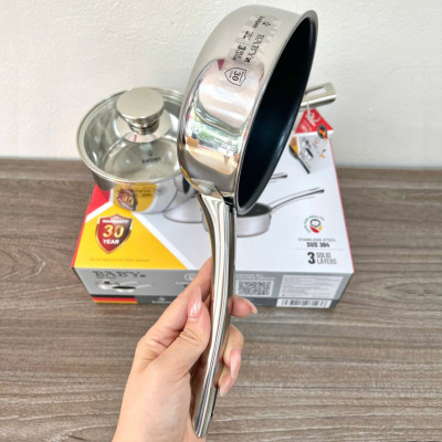 Bộ Nồi Chảo Inox 3 Lớp Liền Khối Kalpen Baby BB14 size 14cm
