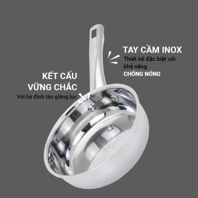 Chảo Inox 3 Lớp Liền Khối Không Chống Dính Kalpen Kazler 16cm - Hàng chính hãng