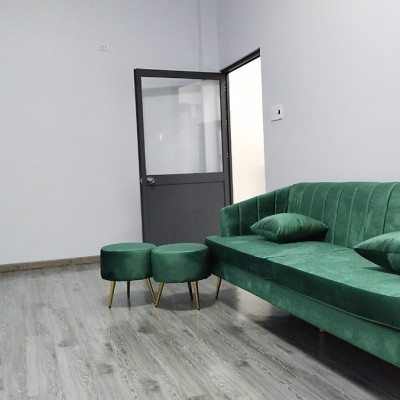 Bộ sofa băng dài Juno Sofa 2m2 và 2 đôn tròn cùng màu