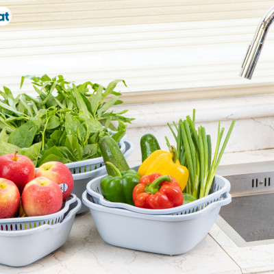 SET 3 SIZE BỘ THAU CHẬU RỔ NHỰA VIỆT NHẬT GỒM 3 RỔ 3 THAU CHẬU 