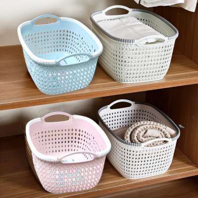 Rổ nhựa giả đan mây đựng đồ có quai cầm Giỏ nhựa đan Hàn Quốc nhựa MS 3378 & 3377