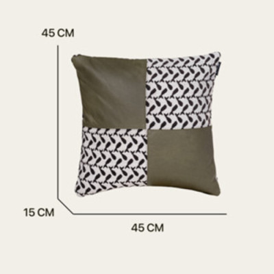 Gối sofa tựa lưng hình vuông cao cấp, kết hợp da bò thật và vải DVQ6005C | REEKO