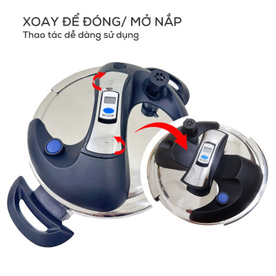 Nồi áp suất từ Seka SK5859 inox 304 dung tích 4L và 6L tặng kèm vung kính, Dùng được mọi loại bếp