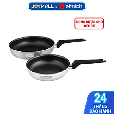 Bộ chảo inox chống dính đáy liền Elmich 2102OL size 20, 26cm, Hàng chính hãng, dùng được mọi loại bếp - JoyMall