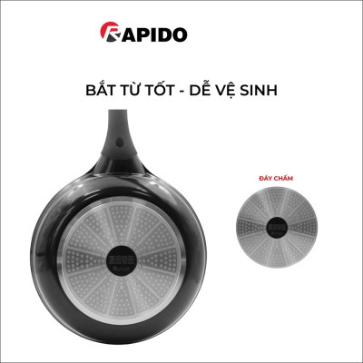 Chảo từ Rapido size 28 đáy chấm Teflon RP28-RDT chống dính, giữ nhiệt - Hàng chính hãng