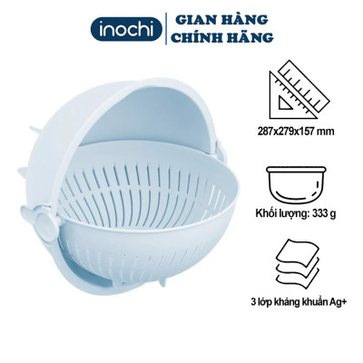 Bộ Thau Rỗ Xoay Đa Năng YoKo Xuất Nhật - Chất Liệu Nhựa Nguyên Sinh Cao Cấp An Toàn Cho Sức Khỏe ( Tặng kèm khăn lau pakasa) - Chính Hãng 