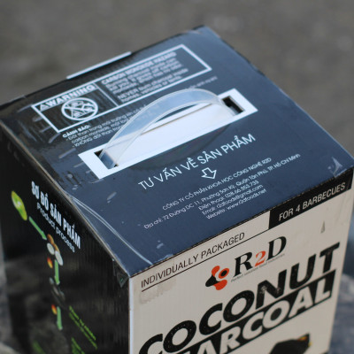 Than gáo dừa không khói chính hãng R2D hộp 4 KG than nướng BBQ an toàn cho sức khoẻ gia đình bạn