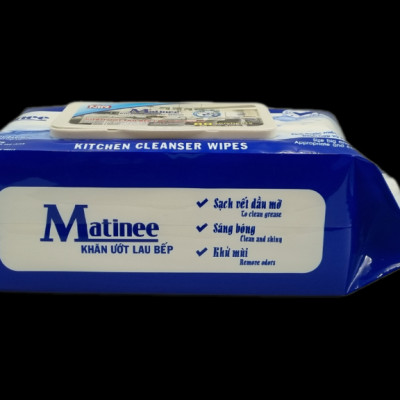 Khăn Ướt Lau Bếp Matinee - 80 tờ khăn to và dày (gói mới)